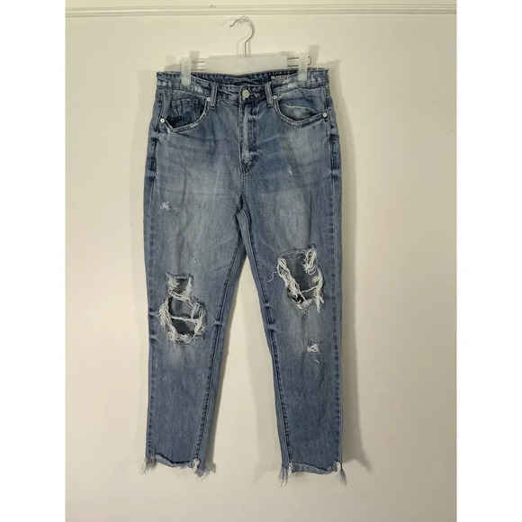 Blank NYC The Rivington High-Rise Tapered Distressed Raw Hem‎ Jeans Size 29 - Picture 1 of 9